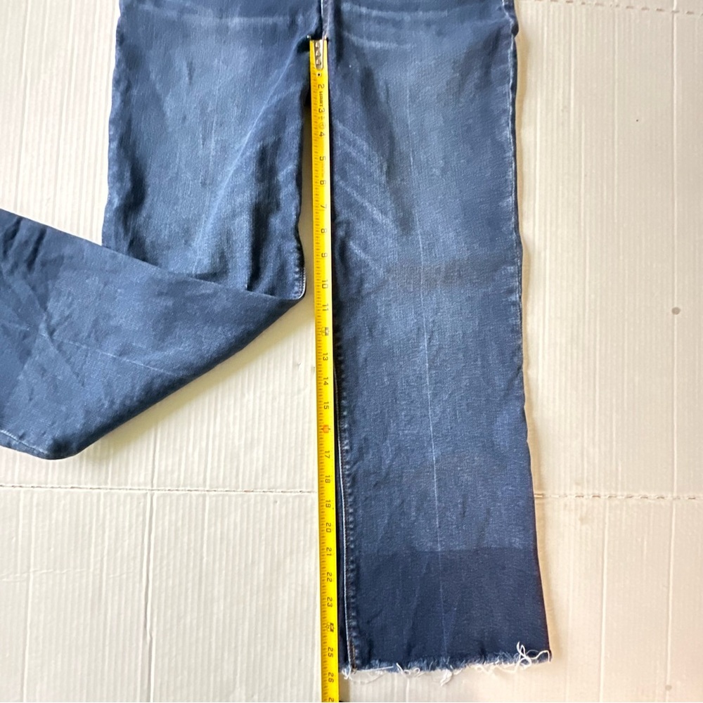 SPANX High Rise Dip Dye Colorblock Raw Hem Crop Flare Pull On Jeans Large - Picture 8 of 10